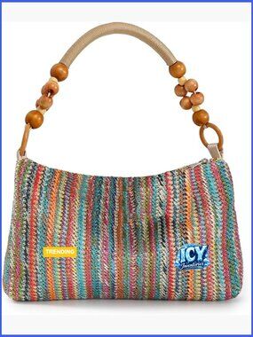 Straw Beach Tote Bag for Women Summer Shoulder Purse Handbag